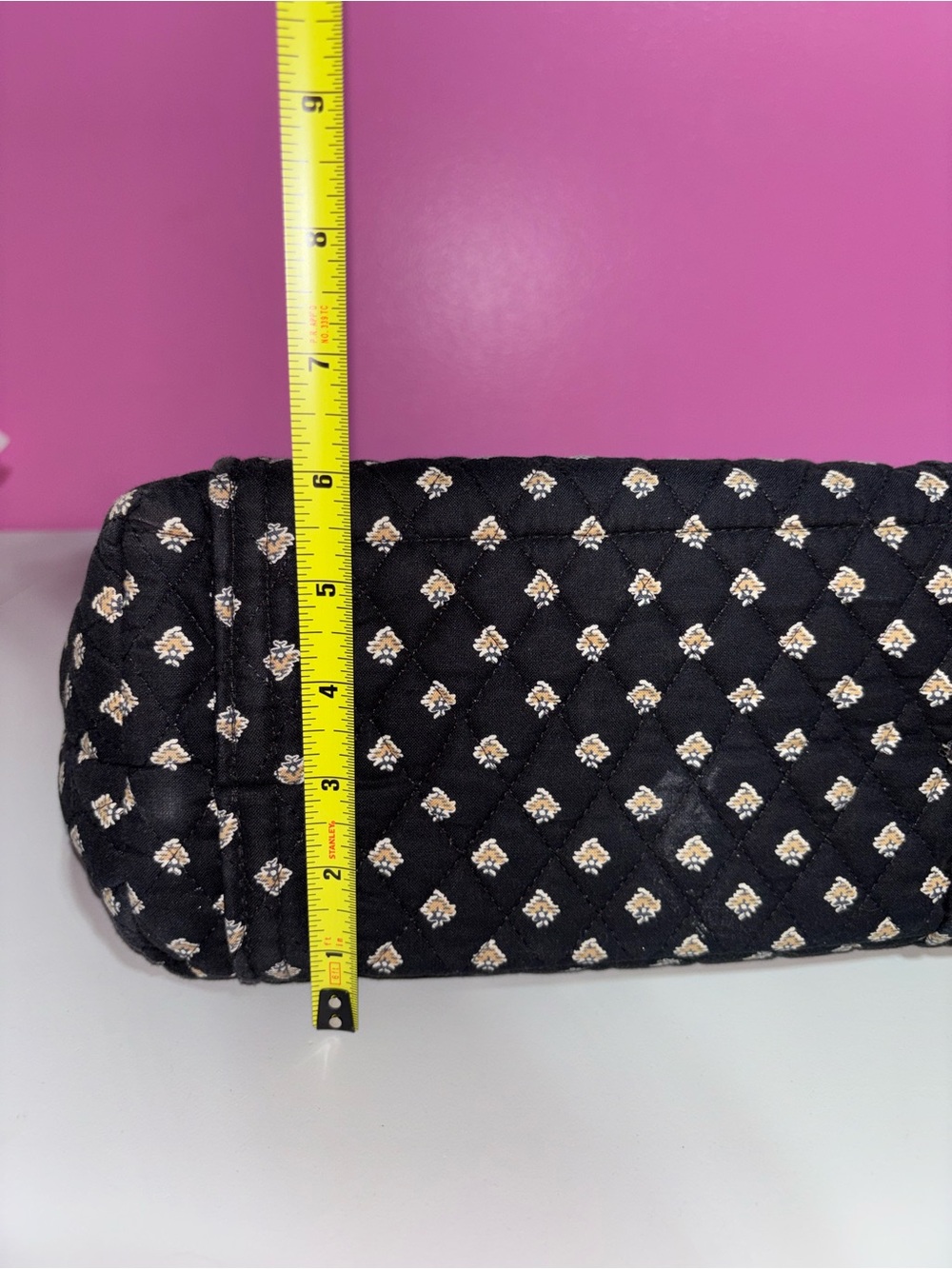 Vera Bradley Black Quilted Floral Tote Shoulder Bag Zip Top Cotton - Picture 7 of 11